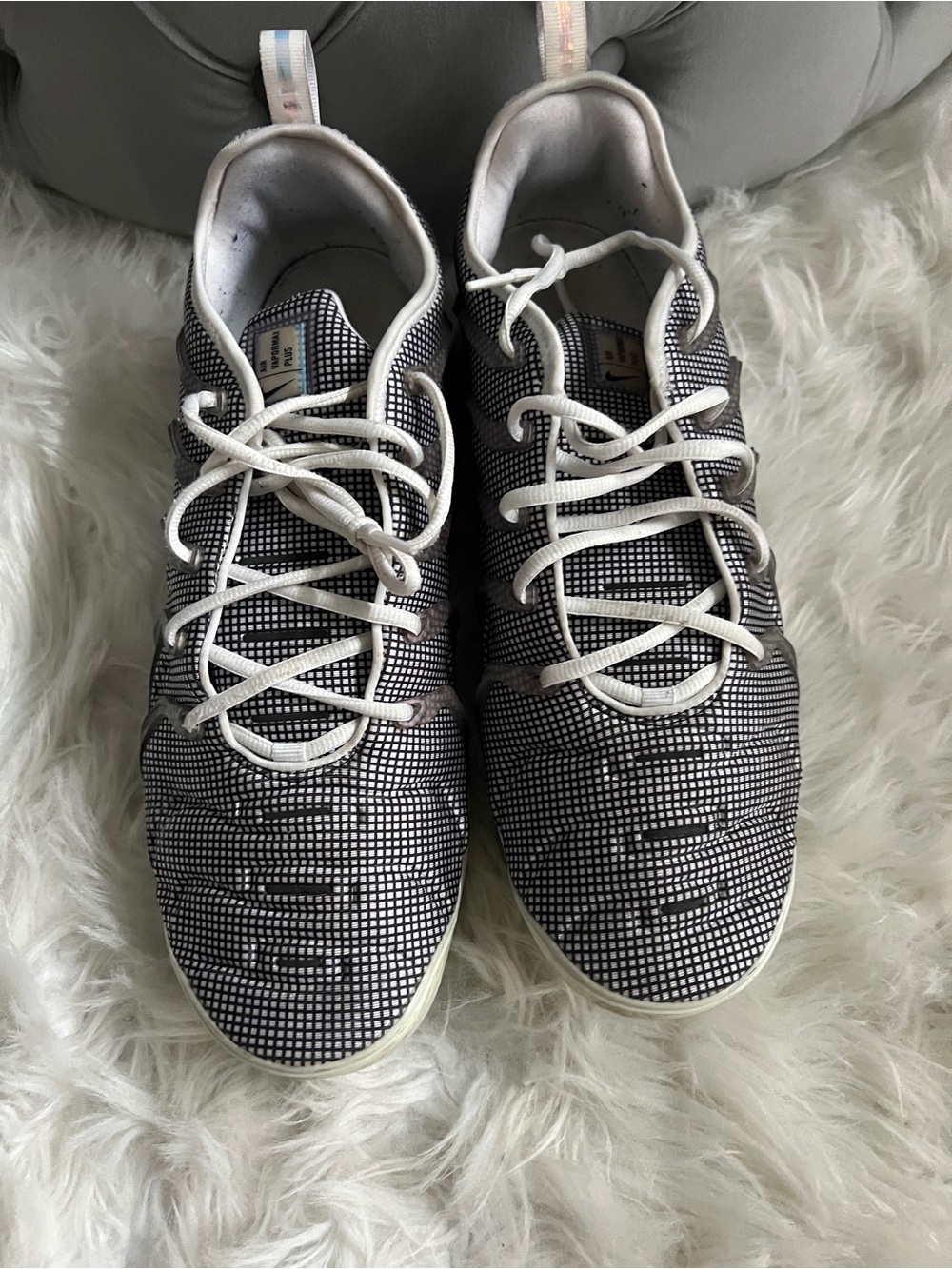 Nike Black and White Grid Knit Sneakers
